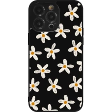 iPhone 14 Pro Max Case Hülle - Silikon schwarz Easter 2024 white on black flower