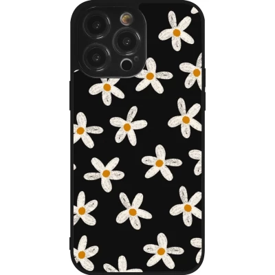 iPhone 14 Pro Max Case Hülle - Silikon schwarz Easter 2024 white on black flower