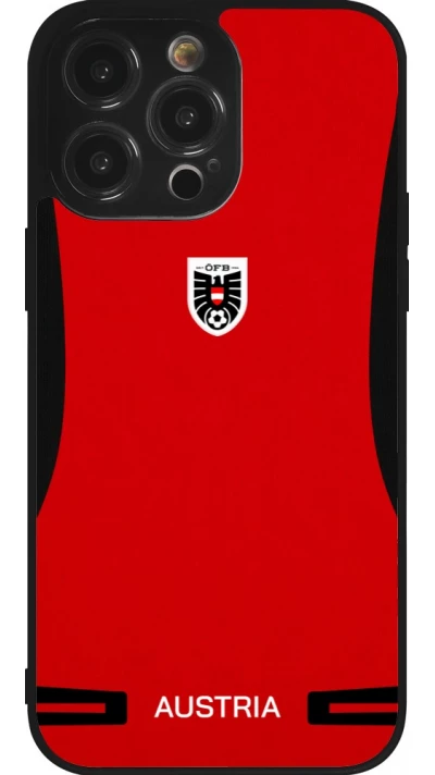 Coque iPhone 14 Pro Max - Silicone rigide noir Maillot de football Autriche 2026 personnalisable