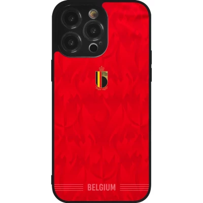 Coque iPhone 14 Pro Max - Silicone rigide noir Maillot de football Belgique 2026 personnalisable