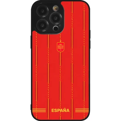 Coque iPhone 14 Pro Max - Silicone rigide noir Maillot de football Espagne 2026 personnalisable