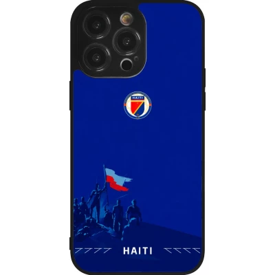 Coque iPhone 14 Pro Max - Silicone rigide noir Maillot de football Haiti 2026 personnalisable