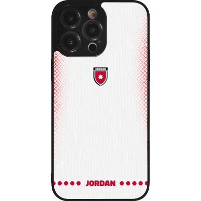 Coque iPhone 14 Pro Max - Silicone rigide noir Maillot de football Jordanie 2026 personnalisable