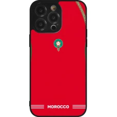 Coque iPhone 14 Pro Max - Silicone rigide noir Maillot de football Maroc 2026 personnalisable