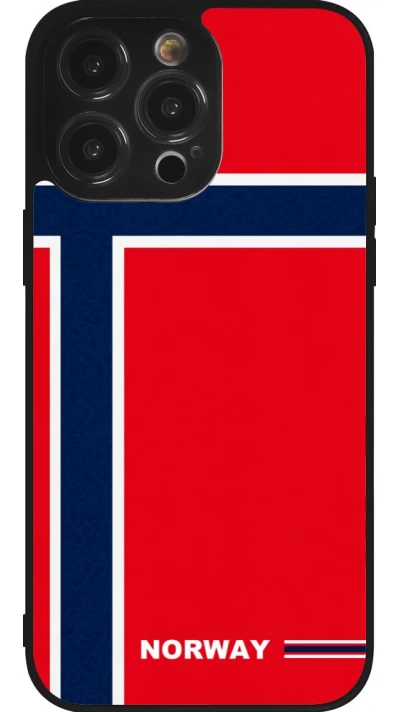 Coque iPhone 14 Pro Max - Silicone rigide noir Maillot de football Norvège 2026 personnalisable