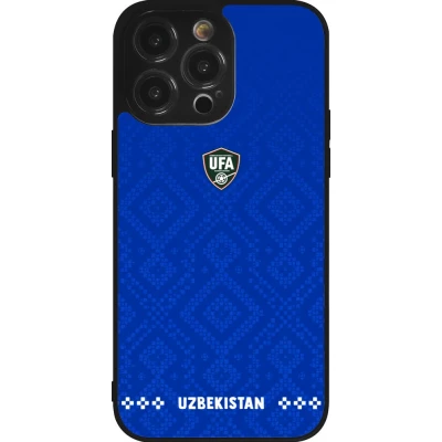 Coque iPhone 14 Pro Max - Silicone rigide noir Maillot de football Ouzbékistan 2026 personnalisable