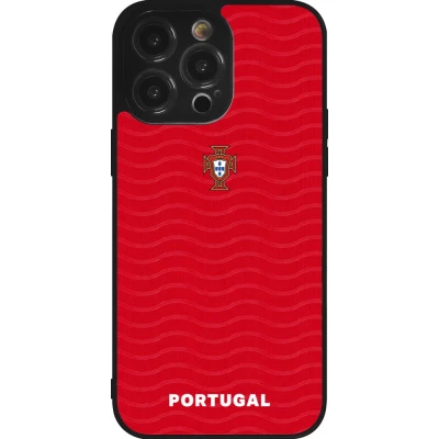 Coque iPhone 14 Pro Max - Silicone rigide noir Maillot de football Portugal 2026 personnalisable