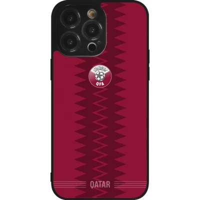 Coque iPhone 14 Pro Max - Silicone rigide noir Maillot de football Qatar 2026 personnalisable