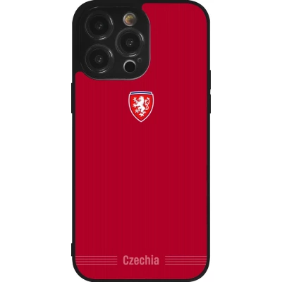 Coque iPhone 14 Pro Max - Silicone rigide noir Maillot de football Répuplique Tchèque 2026 personnalisable