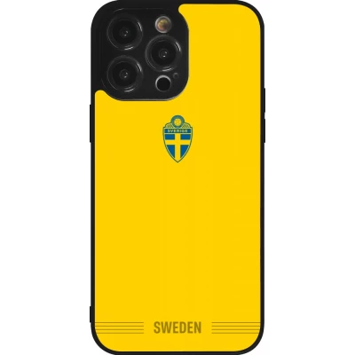 Coque iPhone 14 Pro Max - Silicone rigide noir Maillot de football Suède 2026 personnalisable