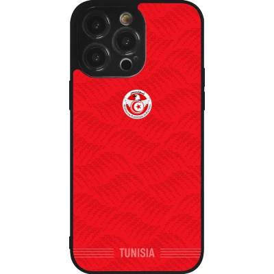 Coque iPhone 14 Pro Max - Silicone rigide noir Maillot de football Tunisie 2026 personnalisable