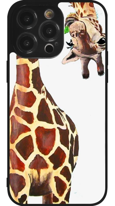 iPhone 14 Pro Max Case Hülle - Silikon schwarz Giraffe Fit