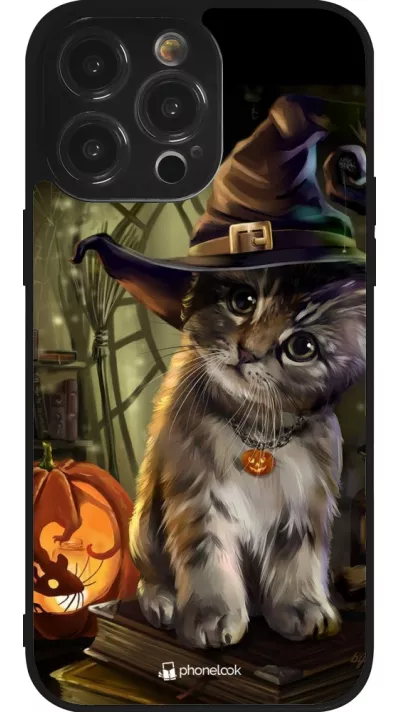 iPhone 14 Pro Max Case Hülle - Silikon schwarz Halloween 21 Witch cat