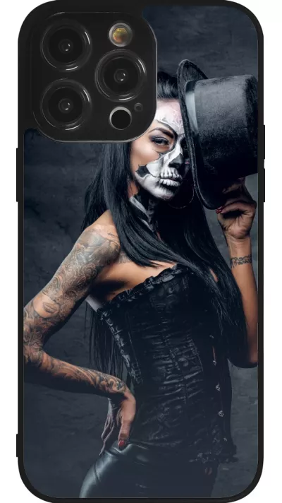 iPhone 14 Pro Max Case Hülle - Silikon schwarz Halloween 22 Tattooed Girl
