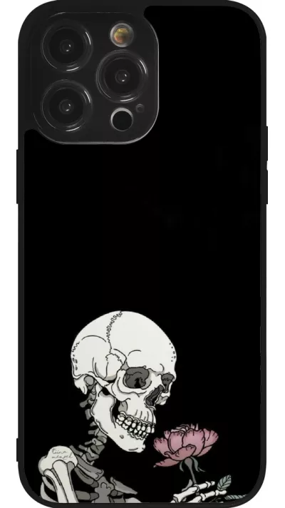 iPhone 14 Pro Max Case Hülle - Silikon schwarz Halloween 2023 rose and skeleton