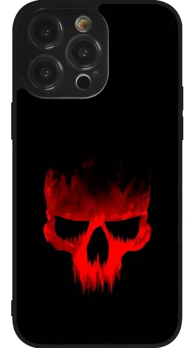 iPhone 14 Pro Max Case Hülle - Silikon schwarz Halloween 2023 scary skull
