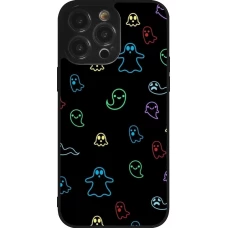 iPhone 14 Pro Max Case Hülle - Silikon schwarz Halloween 2024 colorful ghosts