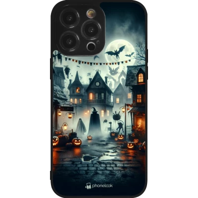 iPhone 14 Pro Max Case Hülle - Silikon schwarz Halloween Spukstadt