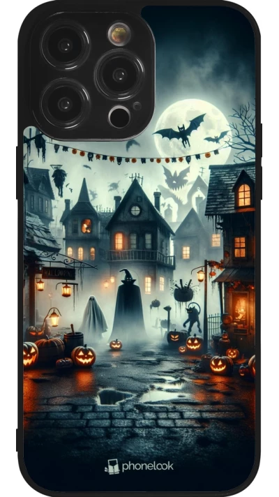 iPhone 14 Pro Max Case Hülle - Silikon schwarz Halloween Spukstadt