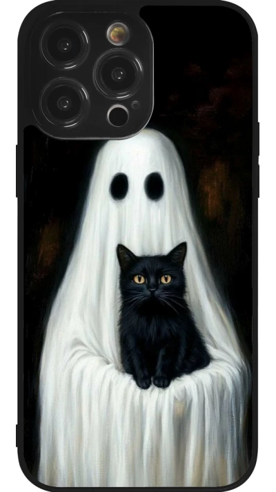 iPhone 14 Pro Max Case Hülle - Silikon schwarz Halloween 2025 Ghost with black cat