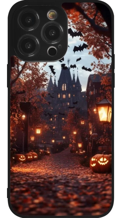 iPhone 14 Pro Max Case Hülle - Silikon schwarz Halloween 2025 Haunted house