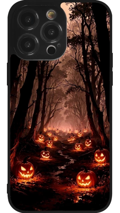 iPhone 14 Pro Max Case Hülle - Silikon schwarz Halloween 2025 Road of Terrifying Pumpkins