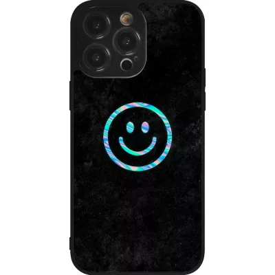 iPhone 14 Pro Max Case Hülle - Silikon schwarz Happy smiley irisirt
