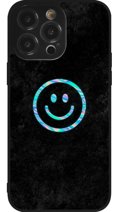 iPhone 14 Pro Max Case Hülle - Silikon schwarz Happy smiley irisirt