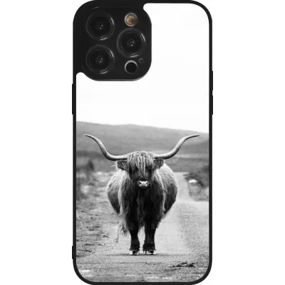 Coque iPhone 14 Pro Max - Silicone rigide noir Highland cattle