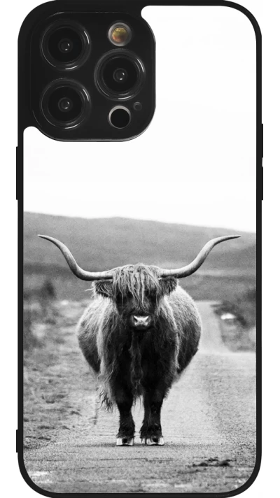 iPhone 14 Pro Max Case Hülle - Silikon schwarz Highland cattle