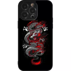 iPhone 14 Pro Max Case Hülle - Silikon schwarz Japanese style Dragon Tattoo Red Black