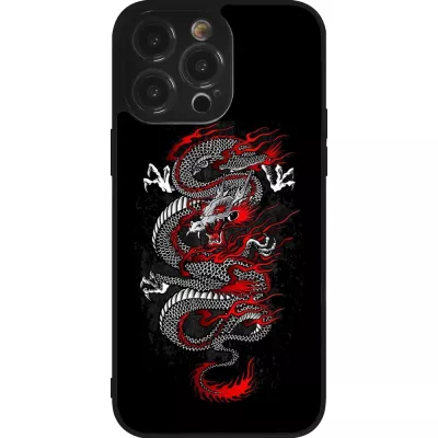 iPhone 14 Pro Max Case Hülle - Silikon schwarz Japanese style Dragon Tattoo Red Black