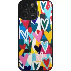 iPhone 14 Pro Max Case Hülle - Silikon schwarz Joyful Hearts