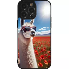 iPhone 14 Pro Max Case Hülle - Silikon schwarz Lama Chic in Mohnblume