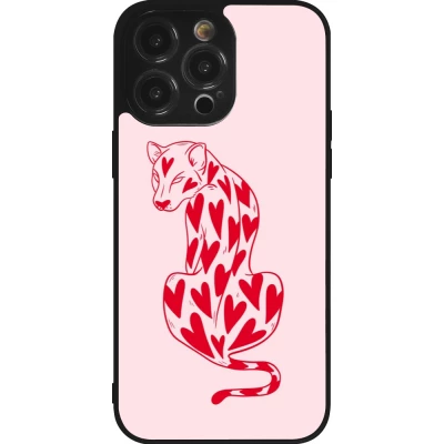 iPhone 14 Pro Max Case Hülle - Silikon schwarz Leopard with hearts 2026