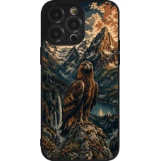 iPhone 14 Pro Max Case Hülle - Silikon schwarz Linocut Steinadler