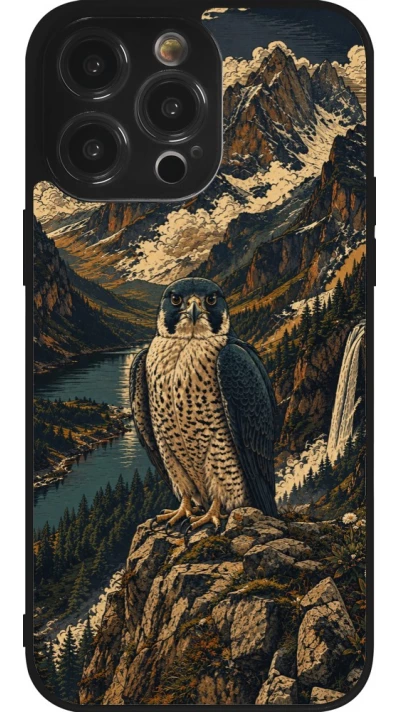 Coque iPhone 14 Pro Max - Silicone rigide noir Linocut Faucun pèlerin
