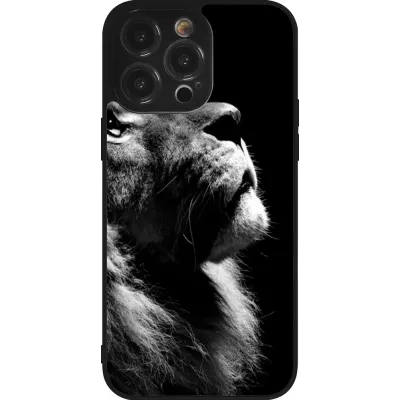 iPhone 14 Pro Max Case Hülle - Silikon schwarz Lion looking up