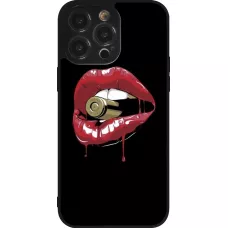 iPhone 14 Pro Max Case Hülle - Silikon schwarz Lips bullet