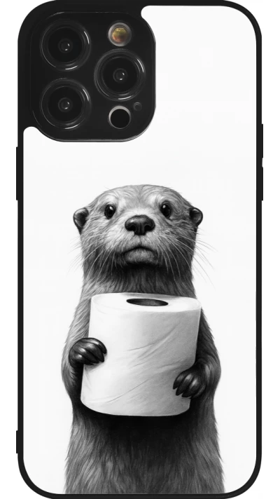 Coque iPhone 14 Pro Max - Silicone rigide noir Loutre papier de toilette