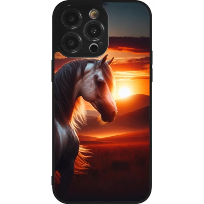 iPhone 14 Pro Max Case Hülle - Silikon schwarz Majestätischer Sonnenuntergang Pferd