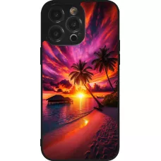 iPhone 14 Pro Max Case Hülle - Silikon schwarz Malediven Abenddämmerung Glückseligkeit