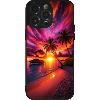 iPhone 14 Pro Max Case Hülle - Silikon schwarz Malediven Abenddämmerung Glückseligkeit