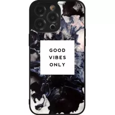 Coque iPhone 14 Pro Max - Silicone rigide noir Marble Good Vibes Only