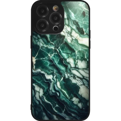 iPhone 14 Pro Max Case Hülle - Silikon schwarz Majestätischer grüner Marmor