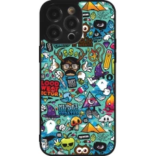 Coque iPhone 14 Pro Max - Silicone rigide noir Mixed Cartoons Turquoise