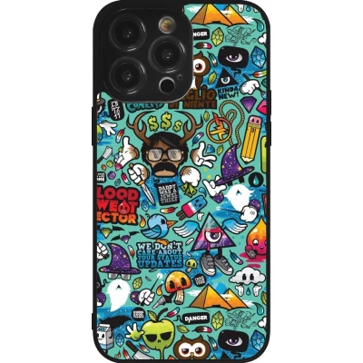 iPhone 14 Pro Max Case Hülle - Silikon schwarz Mixed Cartoons Turquoise