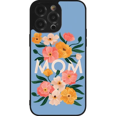 Coque iPhone 14 Pro Max - Silicone rigide noir Mom 2026 Flowers