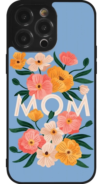 Coque iPhone 14 Pro Max - Silicone rigide noir Mom 2026 Flowers