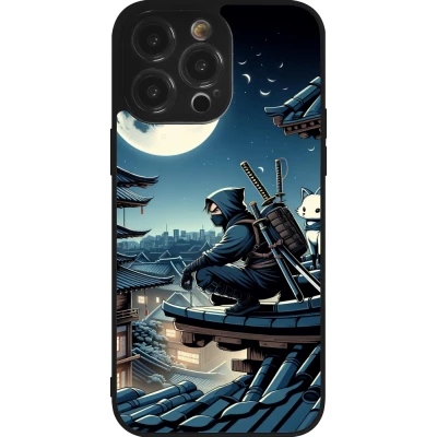 iPhone 14 Pro Max Case Hülle - Silikon schwarz Ninja unter dem Mond